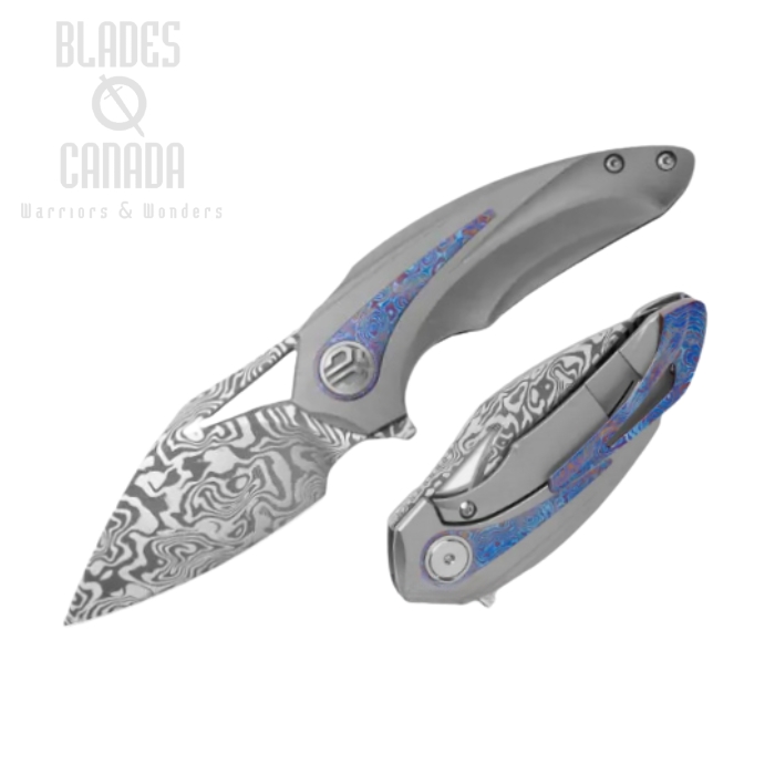 Bestech Nuke Flipper Framelock Knife, Damasteel, TItanium/Timascus, BT2107F