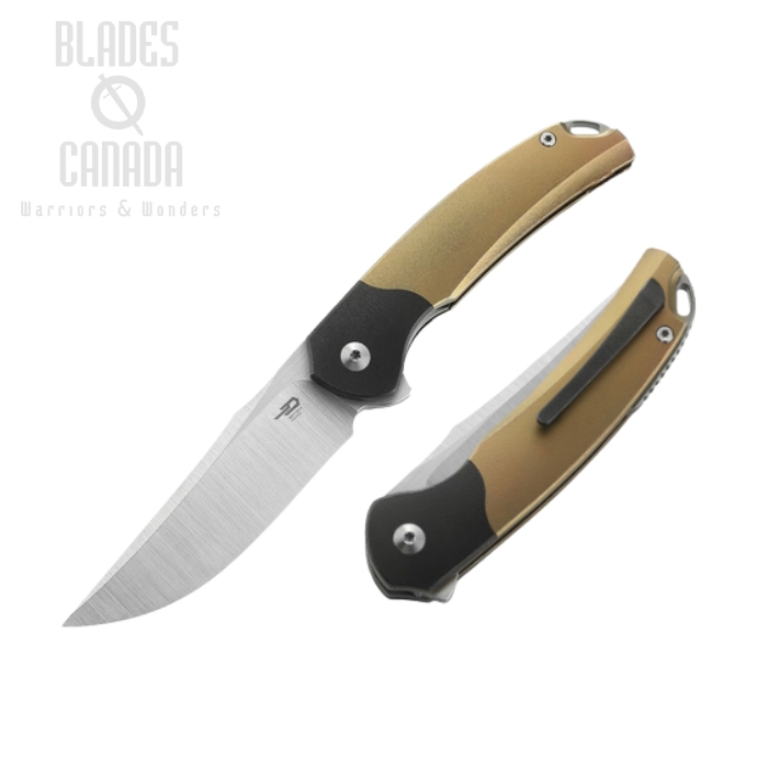 Bestech Supernova Flipper Folding Knife, M390, Titanium Gold with Zirconium, BT2111C
