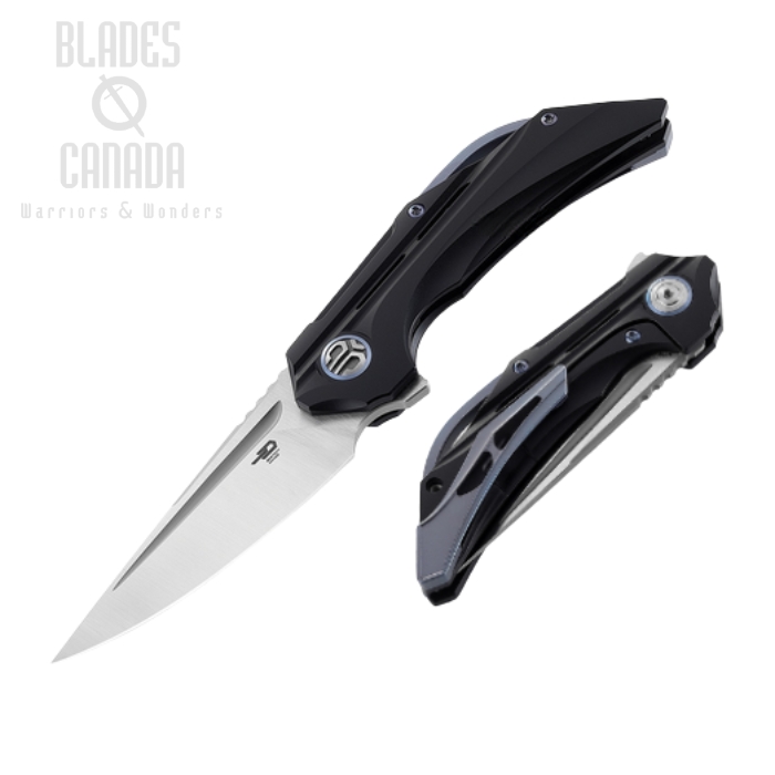 Bestech Vigil Flipper Framelock Knife, M390 Satin, Titanium Black, BT2201C