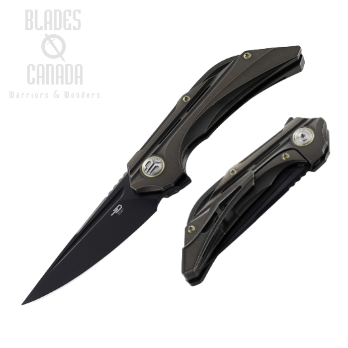 Bestech Vigil Flipper Framelock Knife, M390 Black SW, Titanium Black, BT2201D
