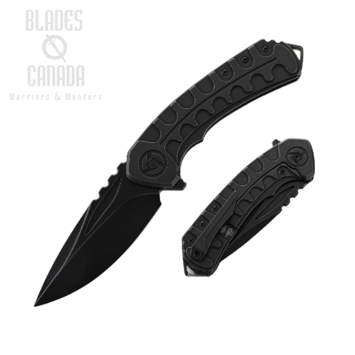 Bestech Buwaya Flipper Framelock Knife, M390 Black, Titanium Black, BT2203C
