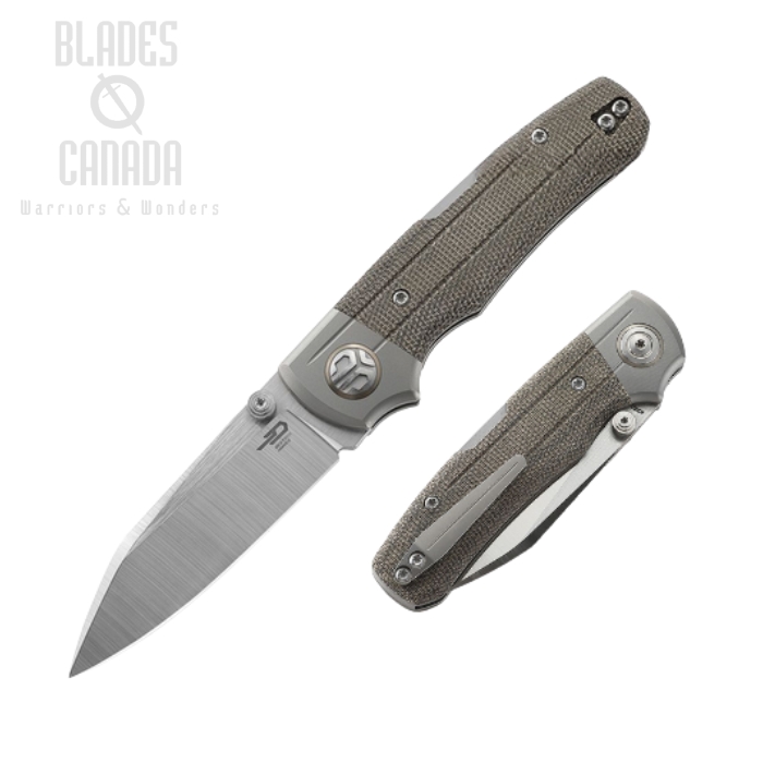Bestech Tonic Folding Knife, M390, Titanium/Micarta Green, BT2204C