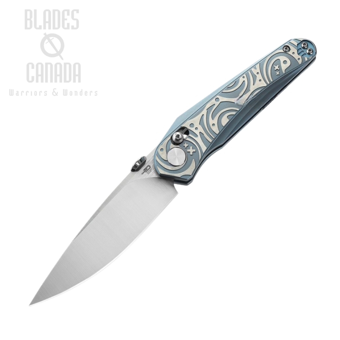 Bestech Mothus Bar Lock Folding Knife, M390, Titanium Blue, BT2206A