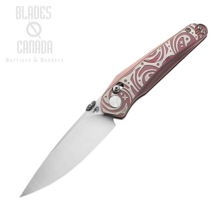 Bestech Mothus Folding Knife, M390 Satin, Titanium Pink, BT2206D