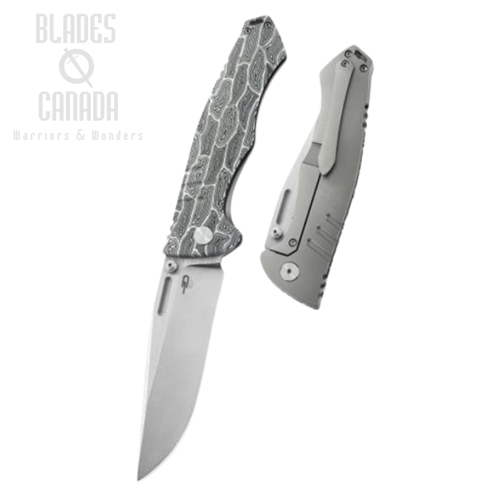 Bestech Keen II Framelock Folding Knife, S35VN, Titanium/Black And White G10, BT2301C