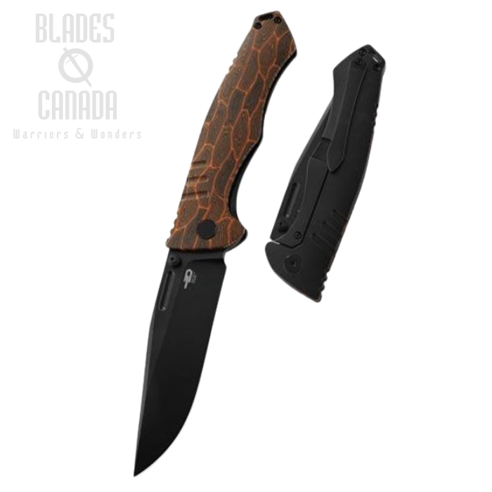 Bestech Keen II Framelock Folding Knife, S35VN Black, Titanium/Blue And Orange G10, BT2301F