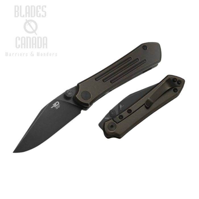 Bestech Icarus Framelock Folding Knife, M390 Black SW, Titanium Black/Bronze, BT2302B
