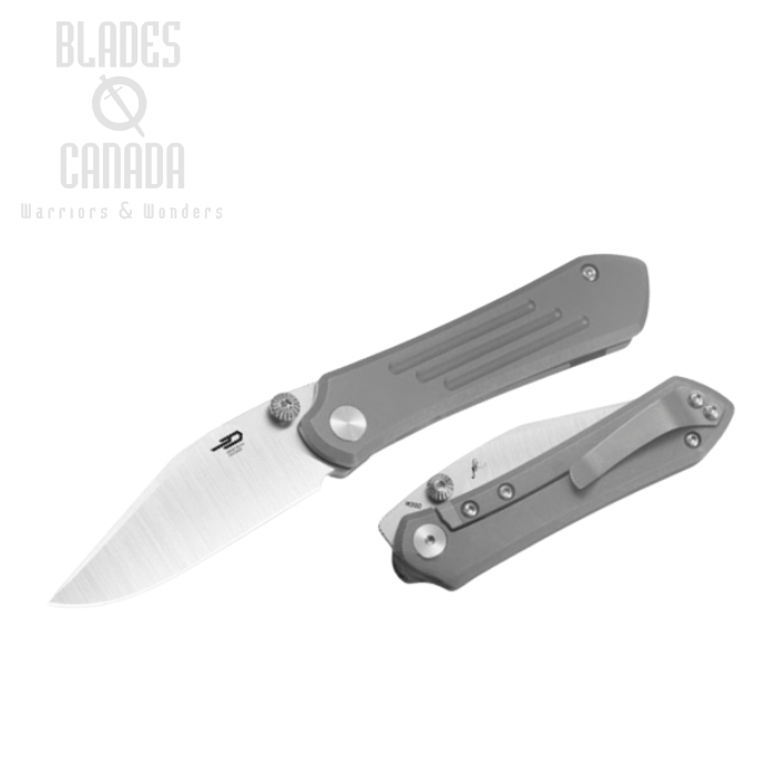 Bestech Icarus Framelock Folding Knife, M390 Satin, Titanium Dark Grey, BT2302C