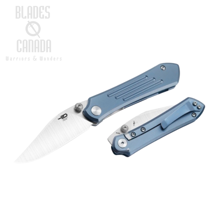 Bestech Icarus Framelock Folding Knife, M390 Satin, Titanium Blue, BT2302E