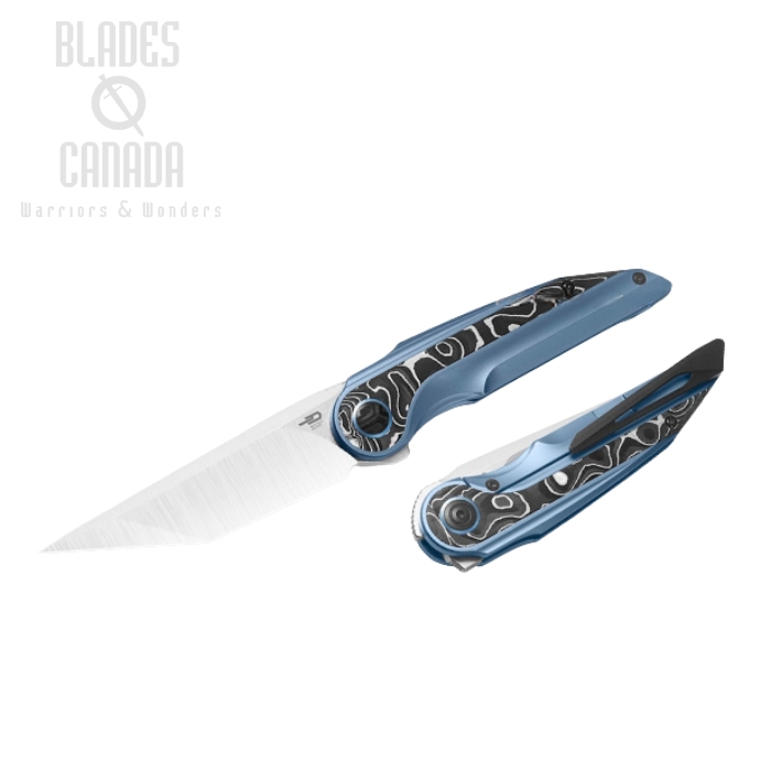 Bestech Blind Fury Flipper Framelock Knife, M390 SW/Satin, Titanium/CF, BT2303A