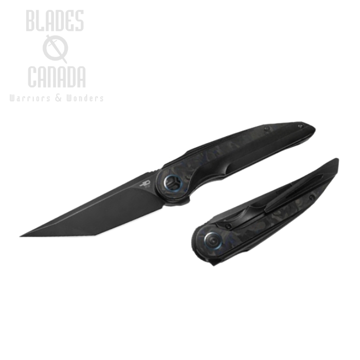 Bestech Blind Fury Flipper Framelock Knife, M390 Black SW, Titanium/Blue Marble Inlay, BT2303F