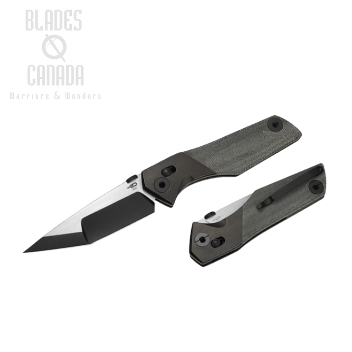 Bestech Cetus Folding Knife, M390 Black/Satin, Titanium/Black Micarta , BT2304A