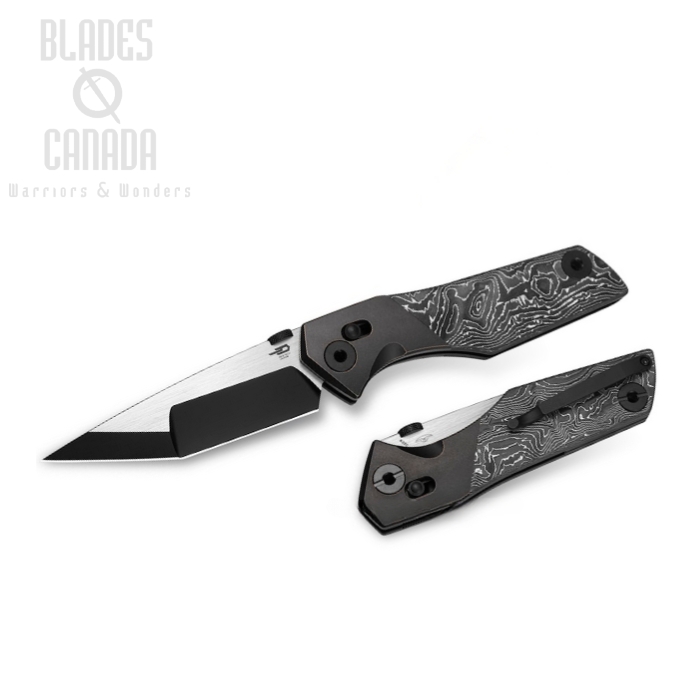 Bestech Cetus Folding Knife, M390 Black/Satin, Titanium/Carbon Fiber, BT2304C