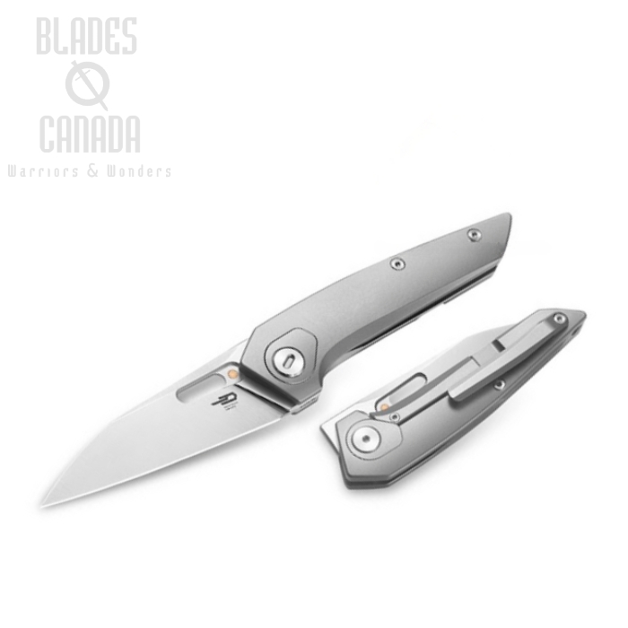 Bestech VK-Void Flipper Framelock Knife, Elmax Satin, Titanium White Bead Blast, BT2305A
