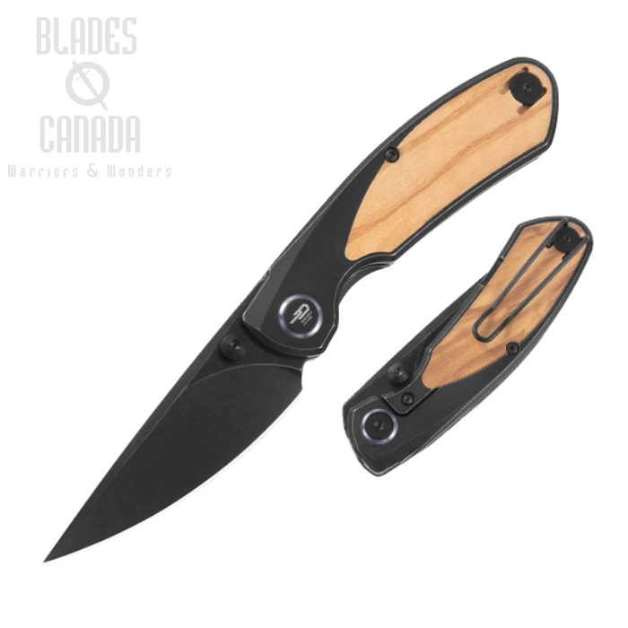 Bestech Lito Framelock Folding Knife, M390 Black SW, Titanium/Olive Wood, BT2307C