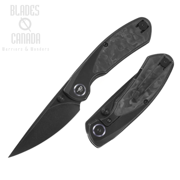 Bestech Lito Framelock Folding Knife, M390 Black SW, Titanium/Carbon Fiber, BT2307D