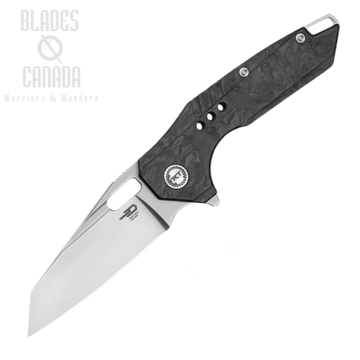 Bestech Nyxie 3 Flipper Framelock Knife, S35VN Bead Blast, Carbon Fiber/Titanium, BT2308C