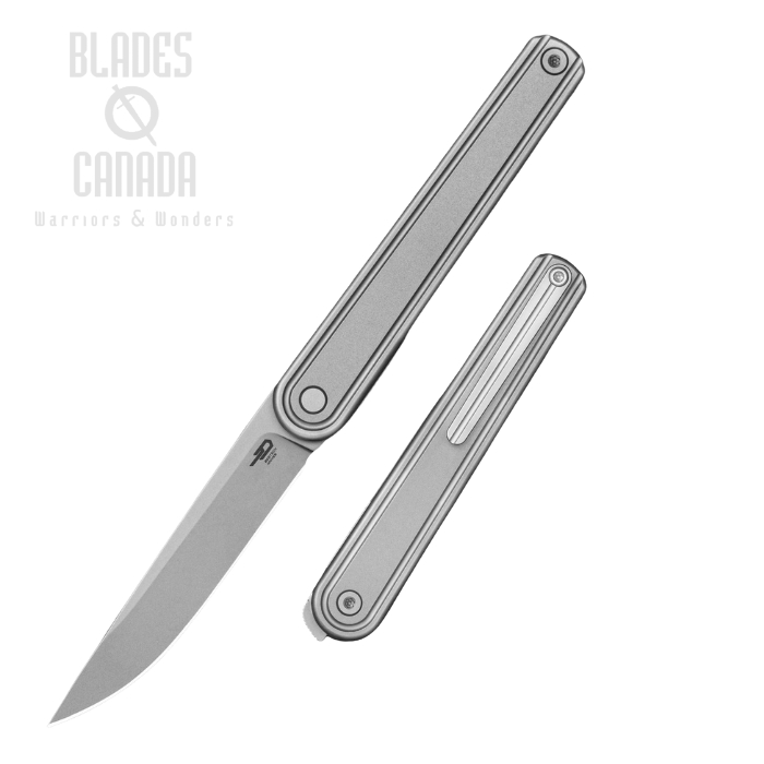 Bestech Ink Flipper Folding Knife, MagnaCut, Titanium Silver, BT2502A