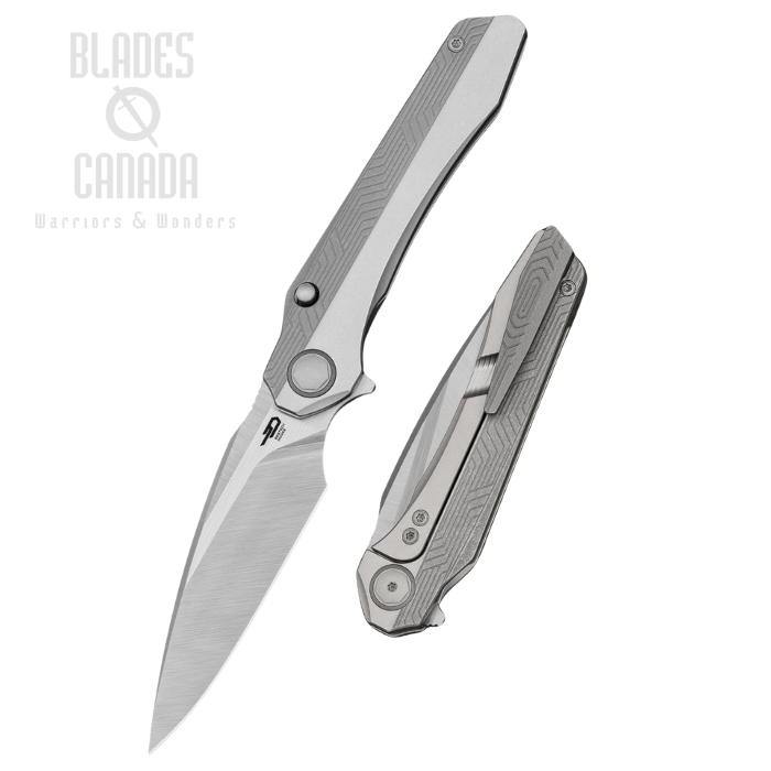 Bestech Wet Nellie Flipper Button Framelock Knife, MagnaCut Satin, Titanium Black/SW, BT2505B