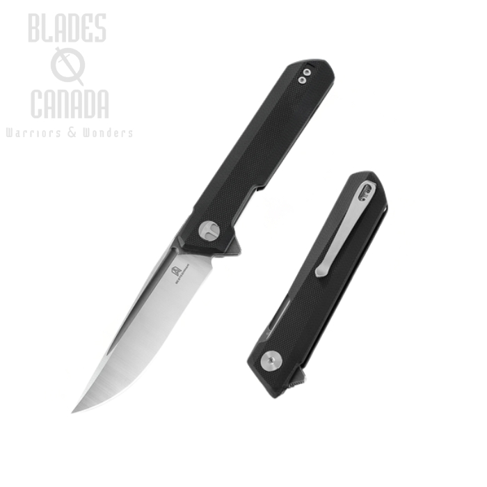 Bestechman Dundee Flipper Folding Knife, D2 Satin/Titanized, G10 Black, BMK01D