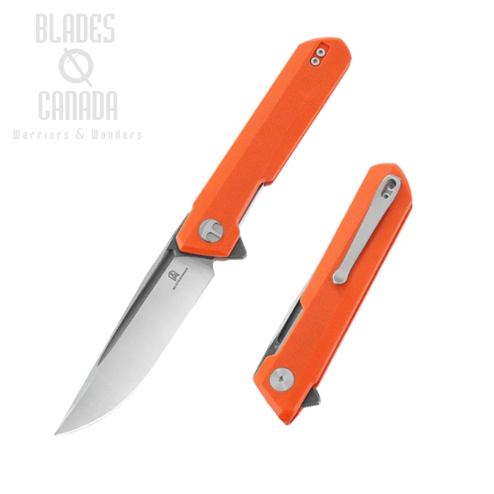 Bestechman Dundee Flipper Folding Knife, D2 Satin/Titanized, G10 Orange, BMK01H