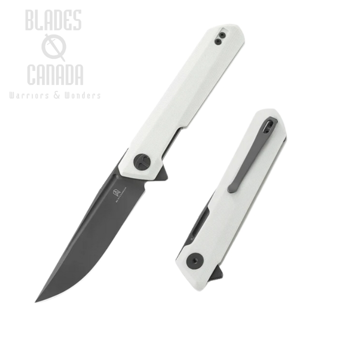 Bestechman Dundee Flipper Folding Knife, D2 Titanized, G10 White, BMK01I