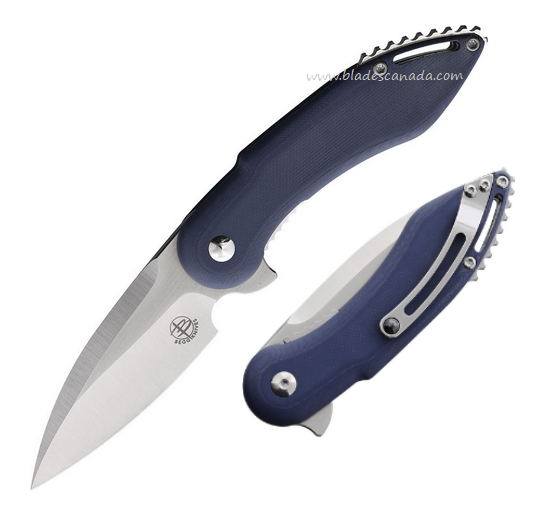 Begg Knives Mini Glimpse Flipper Folding Knife, D2 Satin, G10 Blue, BG001