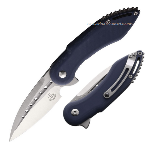 Begg Knives Mini Glimpse Flipper Folding Knife, D2 Satin, G10 Blue/Gray, BG004