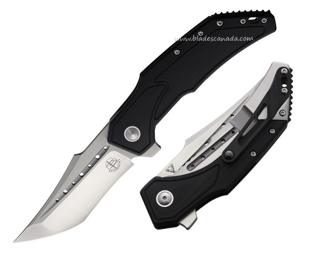 Begg Knives Astio Flipper Framelock Knife, D2 Satin, G10 Black, BG008