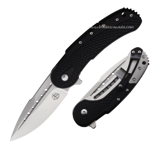 Begg Knives Bodega Flipper Framelock Knife, D2 Satin, G10 Black Checkered, BG010