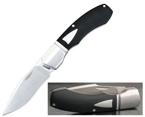 Begg Knives Traditional Slipjoint Folding Knife Large, 14C28N Satin Recurve Blade, G10 Black, BG038 Begg Knives Traditional Slipjoint Folding Knife Large, 14C28N Satin Recurve Blade, G10 Black, BG038