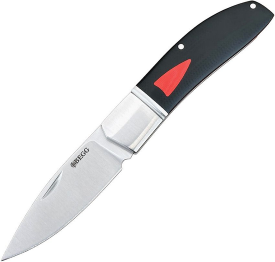 Begg Knives Traditional Slipjoint Folding Knife Large, 14C28N Satin Drop Point Blade, G10 Black/Red - BG040