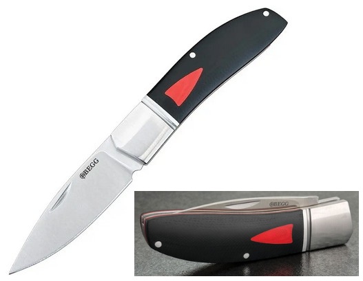 Begg Knives Traditional Slipjoint Folding Knife Large, 14C28N Satin Drop Point Blade, G10 Black/Red, BG040 Begg Knives Traditional Slipjoint Folding Knife Large, 14C28N Satin Drop Point Blade, G10 Black/Red, BG040