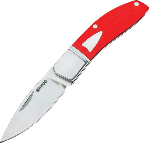 Begg Knives Traditional Slipjoint Folding Knife Small, 14C28N Satin Drop Point Blade, G10 Red - BG044