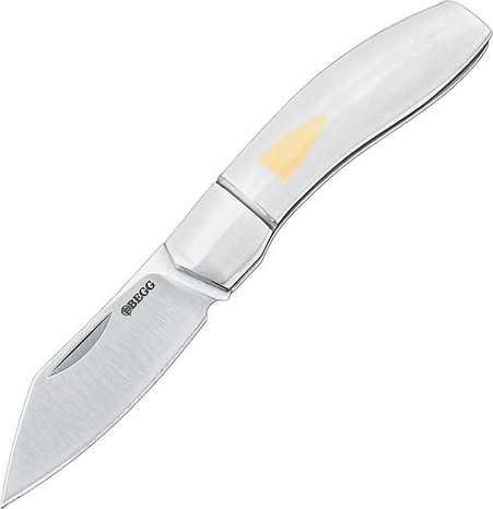 Begg Knives Traditional Slipjoint Folding Knife Small, 14C28N Satin Sheepsfoot, Stainless Handles, BG046