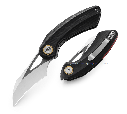 Bestech Bihai Flipper Folding Knife, 14C28N Grey DLC/Satin, G10 Black, BG53A-2