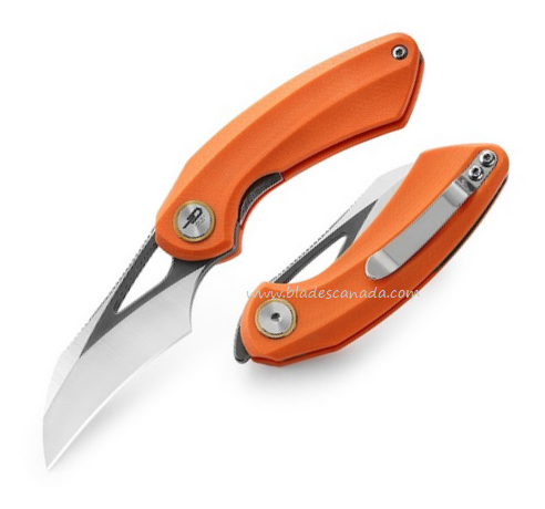 Bestech Bihai Flipper Folding Knife, 14C28N Grey DLC/Satin, G10 Orange, BG53B-2