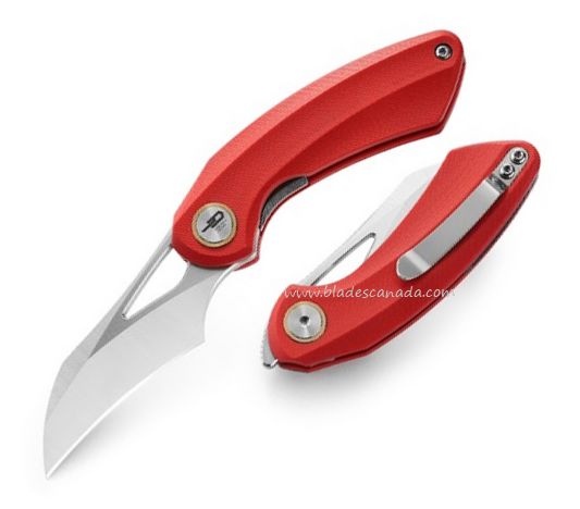 Bestech Bihai Flipper Folding Knife, 14C28N SW/Satin, G10 Red, BG53C-1