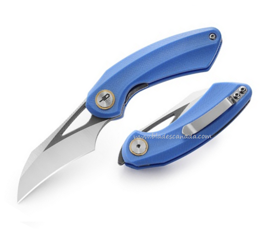 Bestech Bihai Flipper Folding Knife, 14C28N Grey DLC SW Satin, G10 Blue, BG53D-2