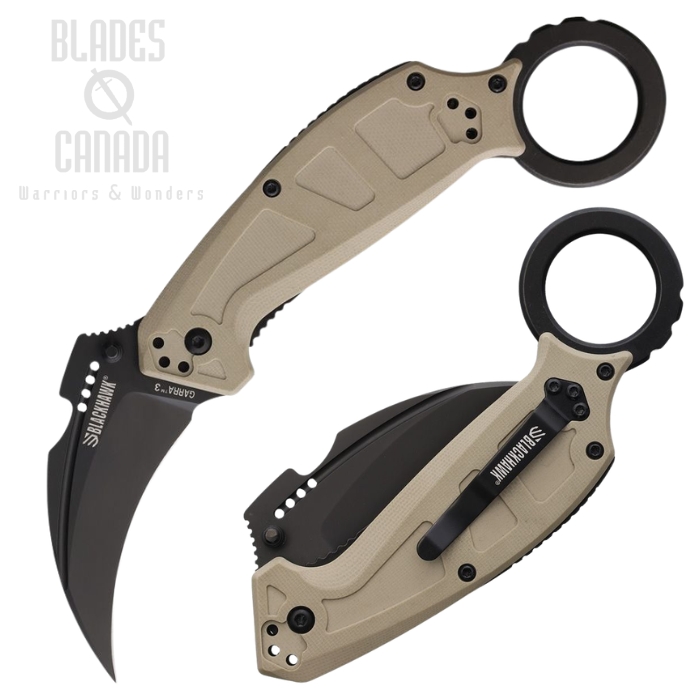 (image for) Blackhawk Garra 3 Folding Karambit Knife, D2 Black, G10 Tan, BH15G3201TN