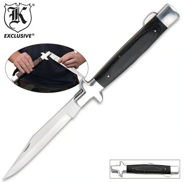 Timber Wolf Rattler Monster Stiletto Folding Knife, 18" O/A, BK1540