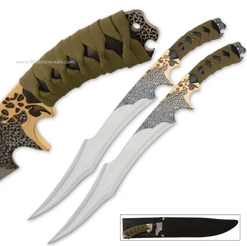 Jungle Suede Twin Fantasy Sword, Nylon Sheath, BK1799 - Click Image to Close