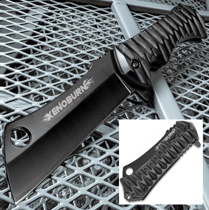 Xenoburn Cleaver Flipper Folding Knife, Assisted Opening, BK4288