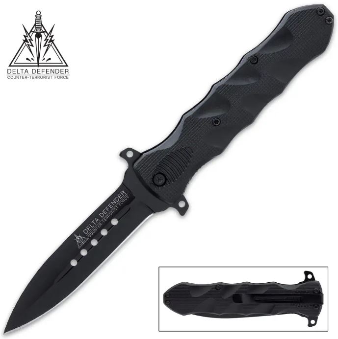 Delta Defender Stiletto Flipper Folding Knife, Assisted Opening, BK5493 - Click Image to Close
