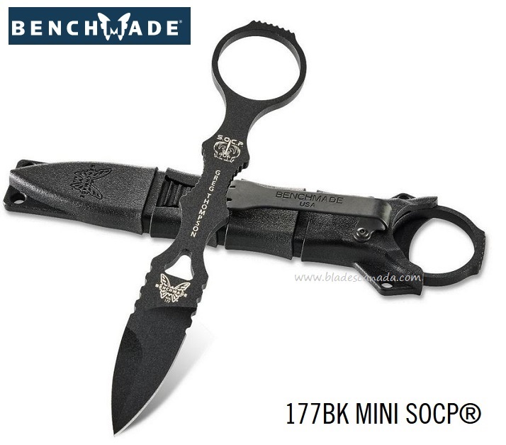 Benchmade Mini SOCP Dagger Fixed Blade Knife, 440C, Black Sheath, 177BK - Click Image to Close