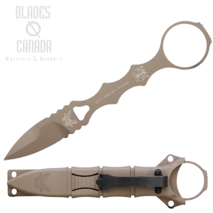 Benchmade Mini SOCP Dagger Fixed Blade Knife, 440C Tan, Kydex Sheath, 177SN