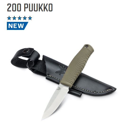 Benchmade Puukko Fixed Blade Knife, CPM 3V, Ranger Green, 200