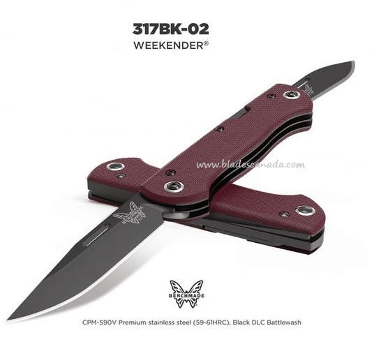Benchmade Weekender Slipjoint Folding Knife, S90V Steel, Canvas Micarta, 317BK-02