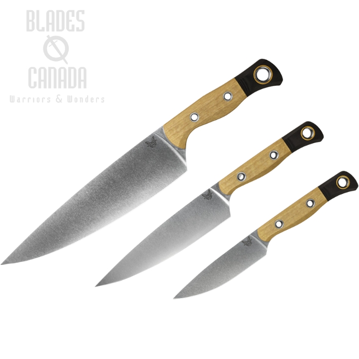 Benchmade 3 Piece Knife Set, CPM 154 Stonewash, Richlite Maple, 4000-02