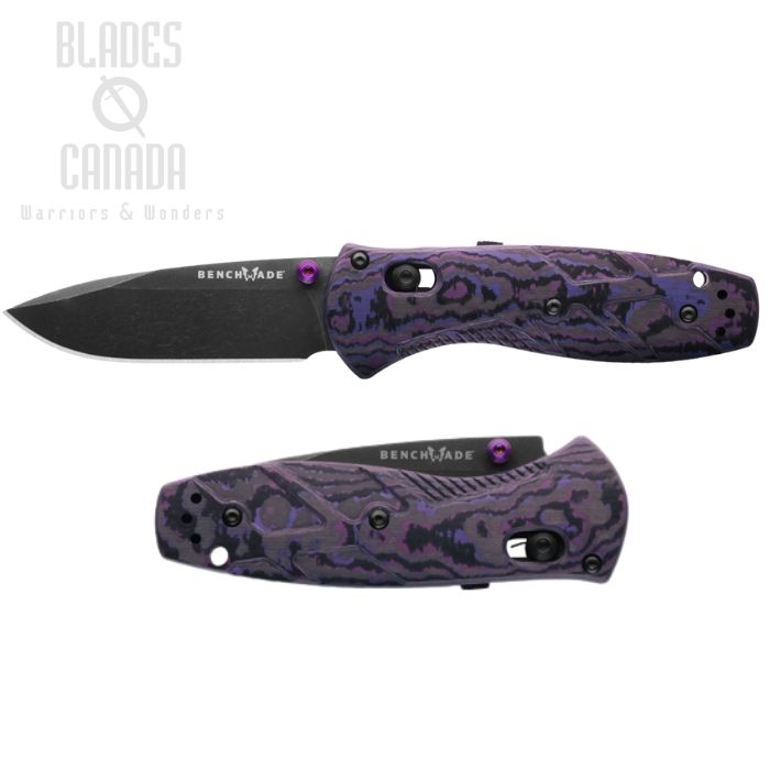 Benchmade Mini Barrage Axis Lock Folding Knife, S90V Battlewash, Fat Carbon Purple Haze, 585BK-251